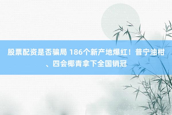股票配资是否骗局 186个新产地爆红！普宁油柑、四会椰青拿下全国销冠